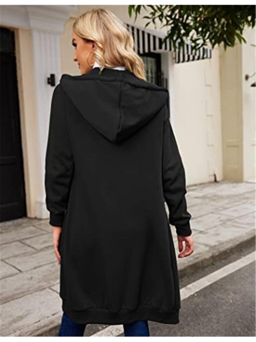 Women's Casual Zip up Fleece Hoodie Tunic Sweatshirt Long Hoodie Jacket - Picture 5 of 6